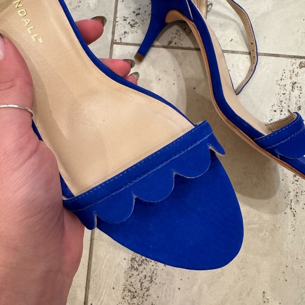 LOEFFLER RANDALL Blue Suede Sandals Stiletto Heels, Like New, SIZE 7.5 - Picture 5 of 6